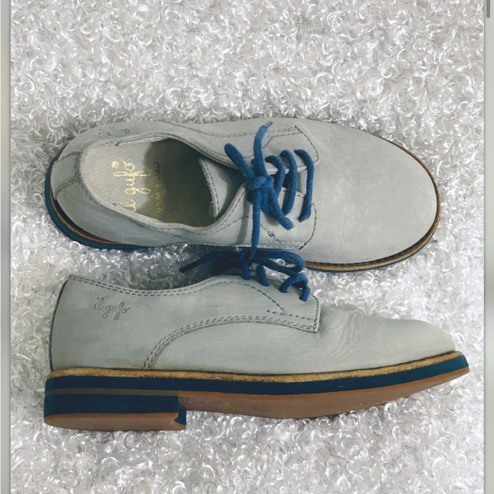 IL Gufo Toddlers Size 27 Gray Suede Oxford Style Lace Up Shoes